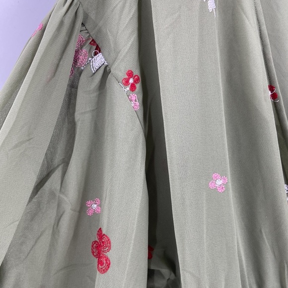 ASOS DESIGN Khaki Curve Soft All Over Embroidered Maxi Dress Size 22 - Picture 6 of 13